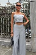 Crop Plazzo Pantolon Takım 10155-08 resmi